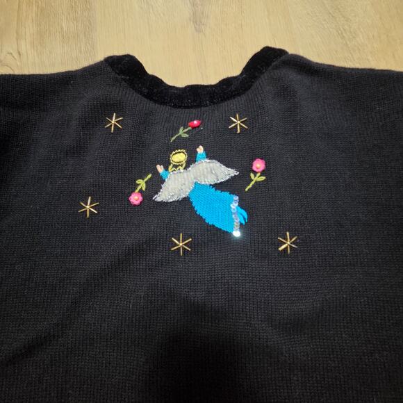 Vtg Quack Factory Nativity Baby Jesus Christmas Holiday Black Sweater 2XL EUC - Picture 7 of 8